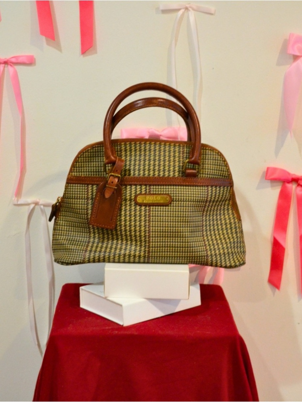 Polo by Ralph Lauren Vintage Coated Canvas & Brown Leather Satchel